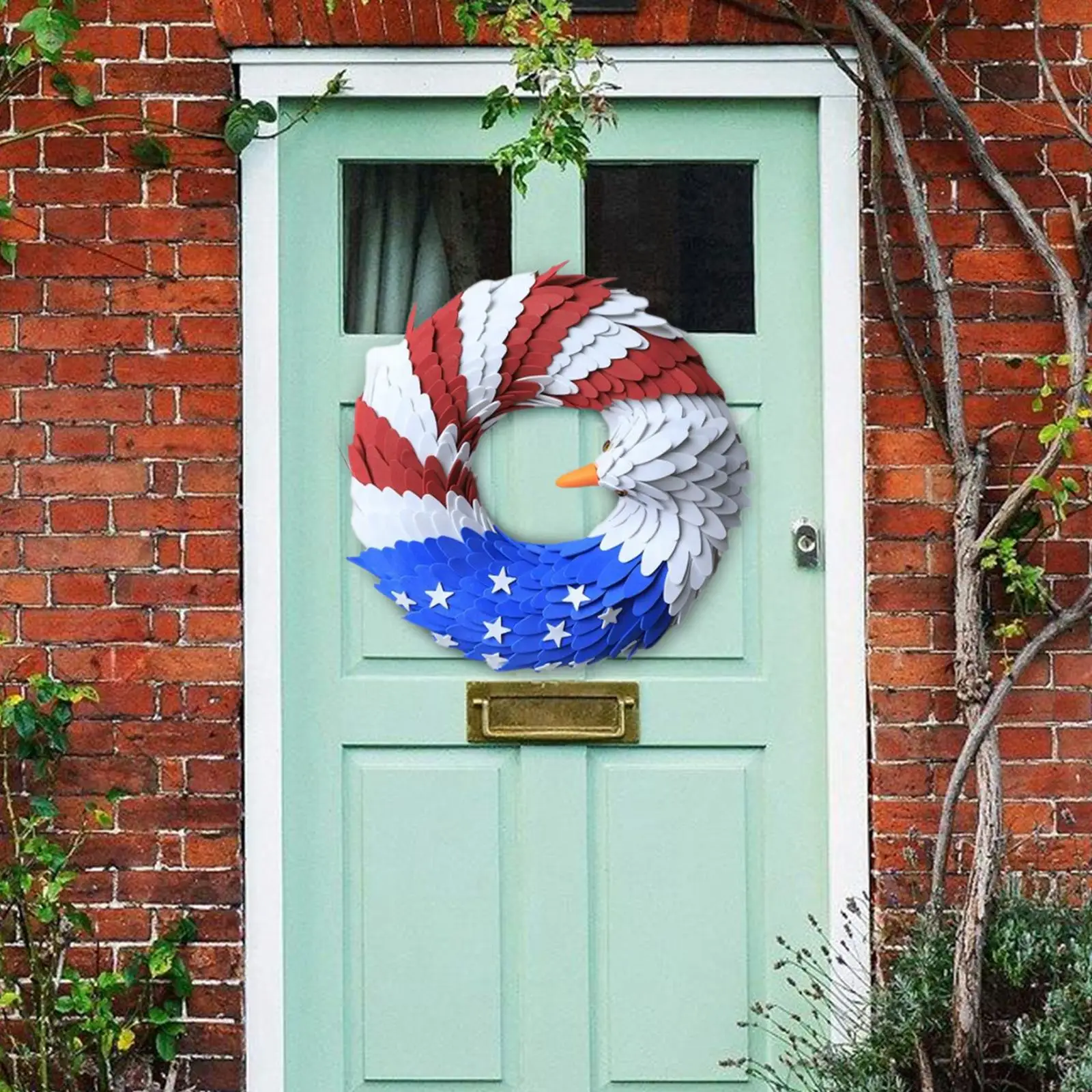 American Eagle Patriot 7 Month 4TH Wreath Decoration Wall Artificial Wreath for Club Memorial Day Holiday Festival Housewarming