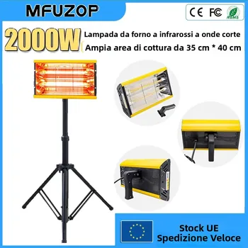 MFUZOP 2000W Shortwave Infrared Paint Baking Curing Lamp Handheld Heating Lamp Car Body Repair Film Dryer 220V EU Plug Optional Support Height Adjustable