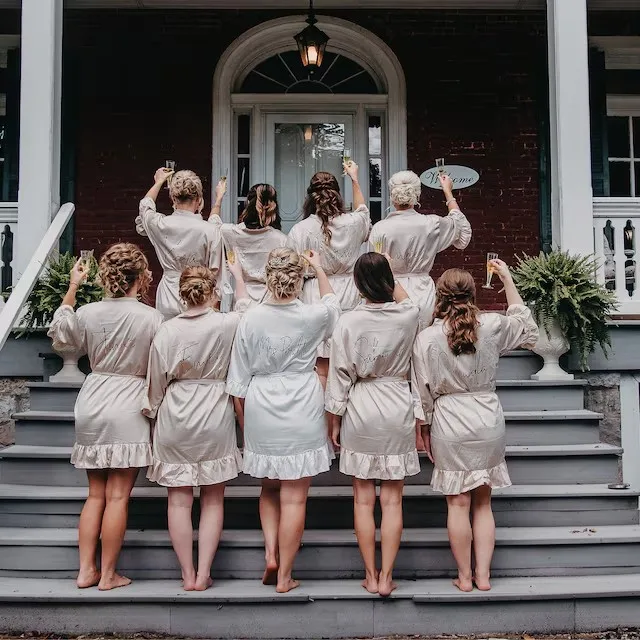 Bride Robes Personalized Bridesmaid Robes Ruffled Bridal Shower Dressing Gown Wedding Day Robe Custom Ruffle Kimonos