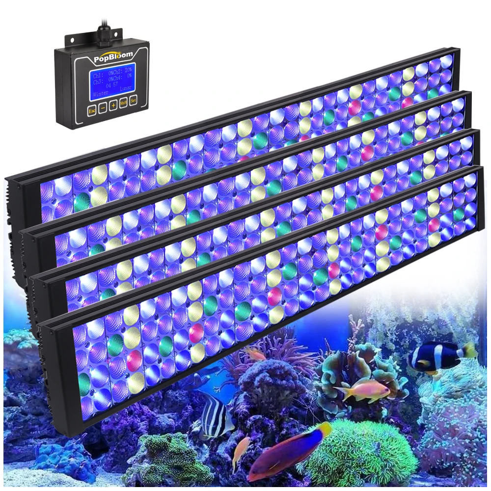 

PopBloom-LED Aquarium Lamp, Full Spectrum Reef Coral, Aqurium Light for Saltwater SPS LPS Tank, 320cm-400cm, Turing75, 4Pcs