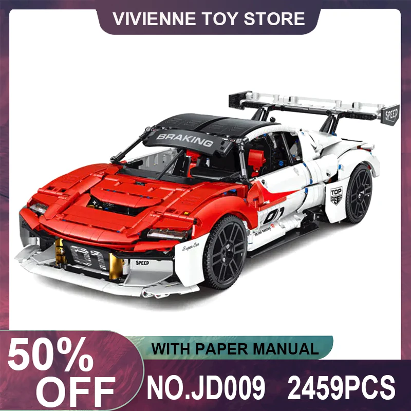

MOC JD009 1:10 Technical Sports Racing Car Mission R Hypercar Model Building Blocks Bricks Puzzle Toys Birthday Gifts For Kids