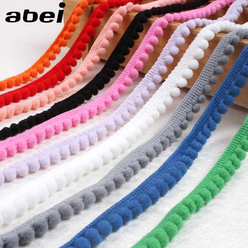 10mm Pom pom Lace Trims 5Yards Knitted pom fringe Ribbon DIY Sewing Material Wedding Party Craft Decors Clothing Accessories lace ribbon lace garment accessories lace sewing supplies lace decoration lace accessories lace sewing accessories clothing accessories pom pom trim