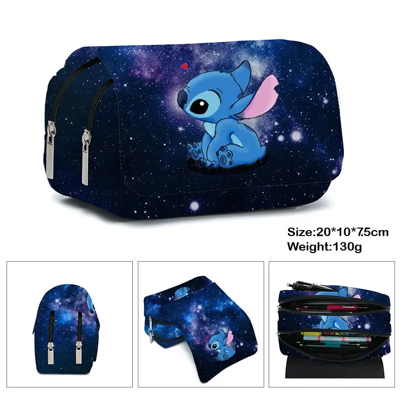 Disney Stitch Kotak Pensil аниме Kartun Kapasitas тюремный ритслинг с надписью