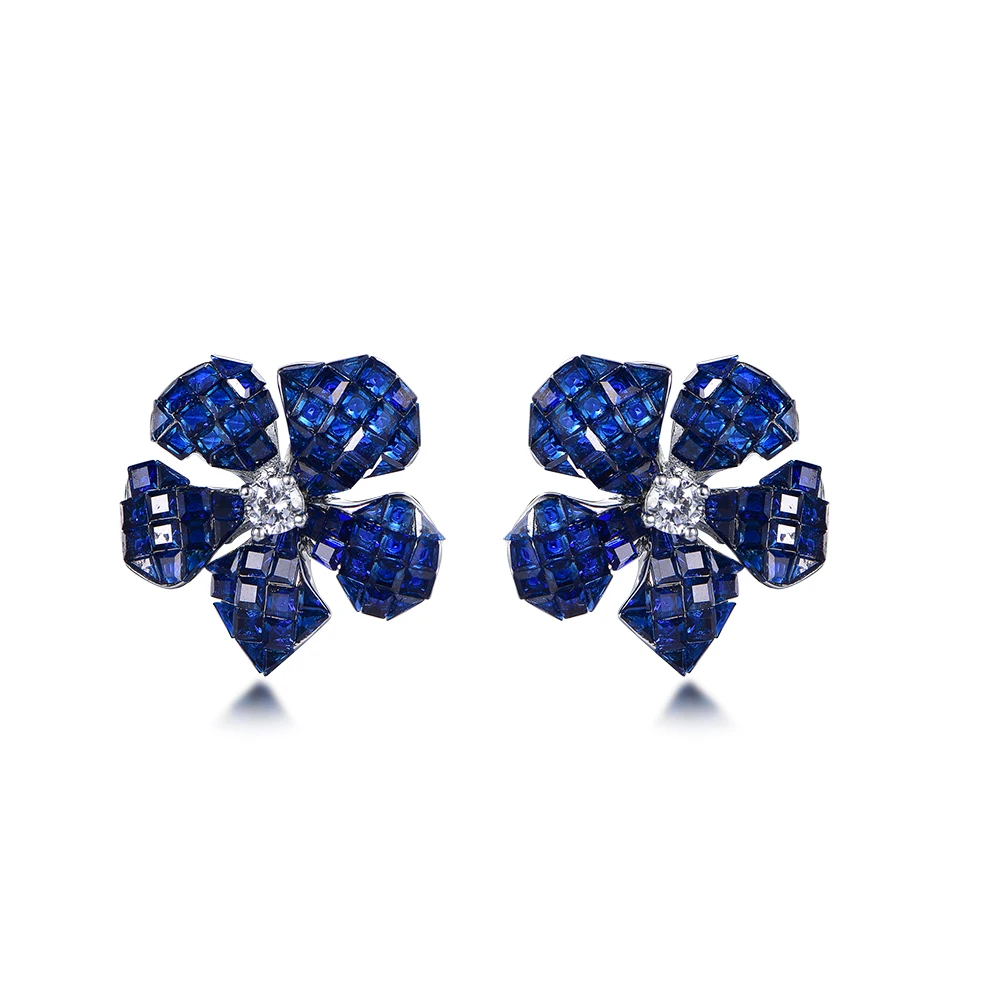 KOSE Inlaid Invisible Crystal Earrings 925 Sterling Silver Sparkle Ruby Gemstone Ear Studs Jewelry for Women Luxury Fine Jewelry