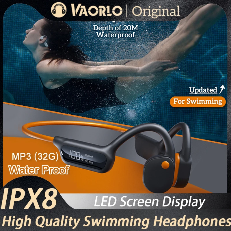

Наушники для плавания с костной проводимостью, IPX8, водонепроницаемые, 32 ГБ, mp3-плеер, беспроводные наушники Bluetooth 5,2 для спорта, Hi-Fi гарнитура