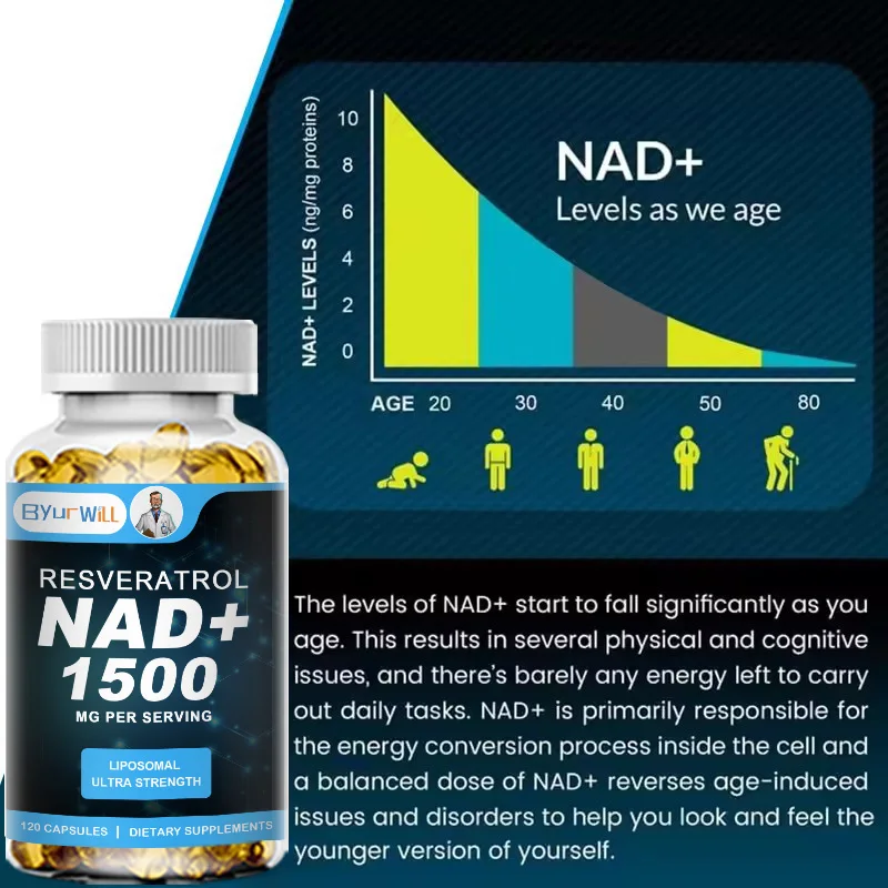 Extra Strength NAD Supplement 1500 mg &ndash;Liposomal NAD+ for Women & Men Resveratrol -Energy, Anti-Aging, Cell Regeneration