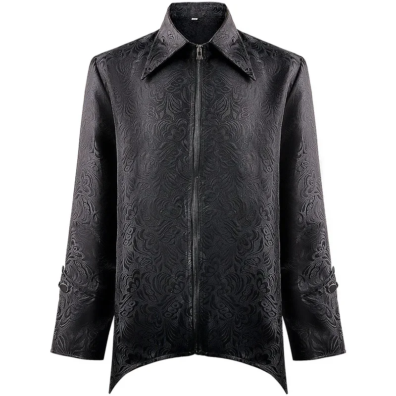 

Medieval Coat Jacquard Pattern Retro Zip Lapel Men's Clothing