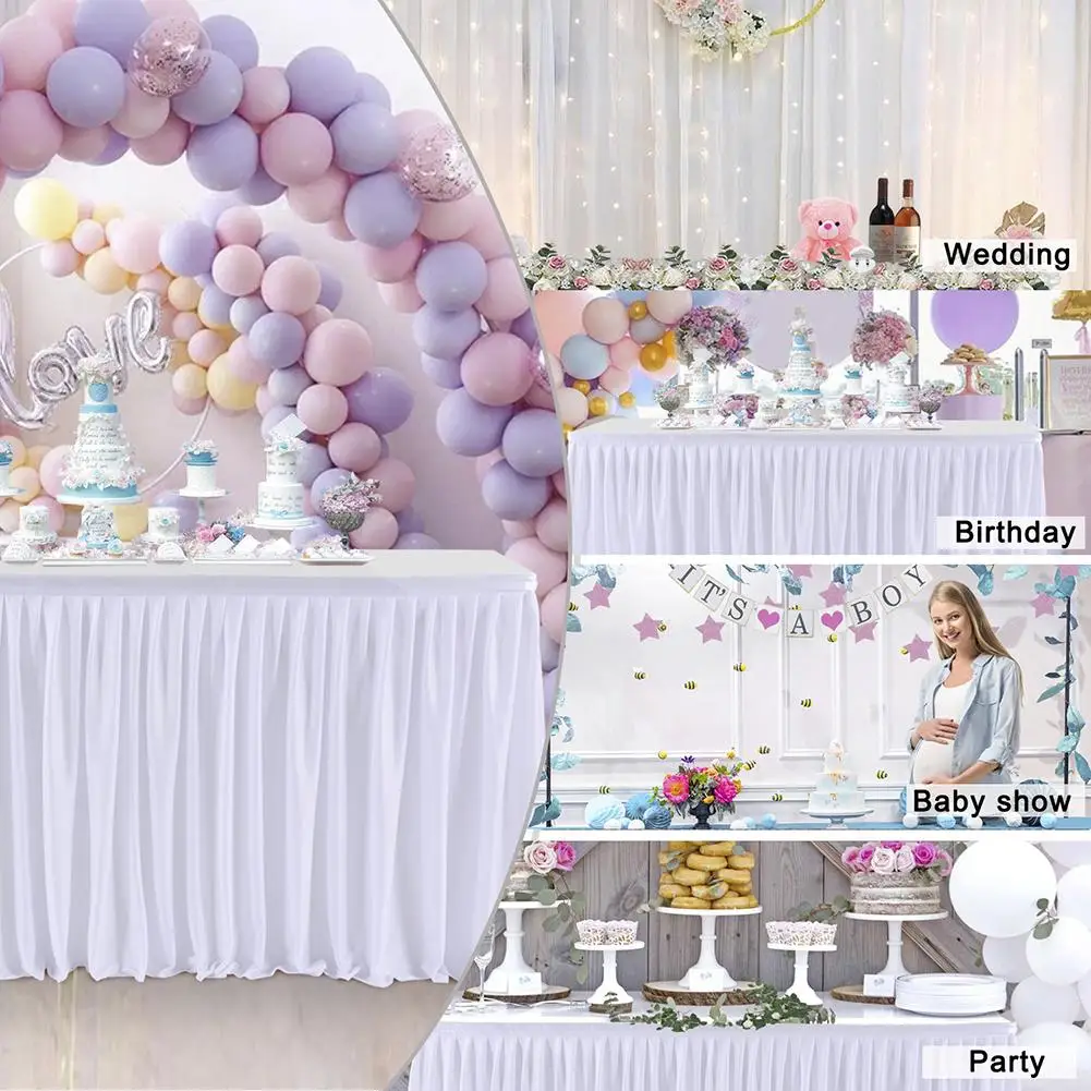 Tulle Table Skirt Pleated Ruffle Tablecloth For Wedding Decoration Birthday Party Baby Shower Tutu Veil Dining Table Decoration
