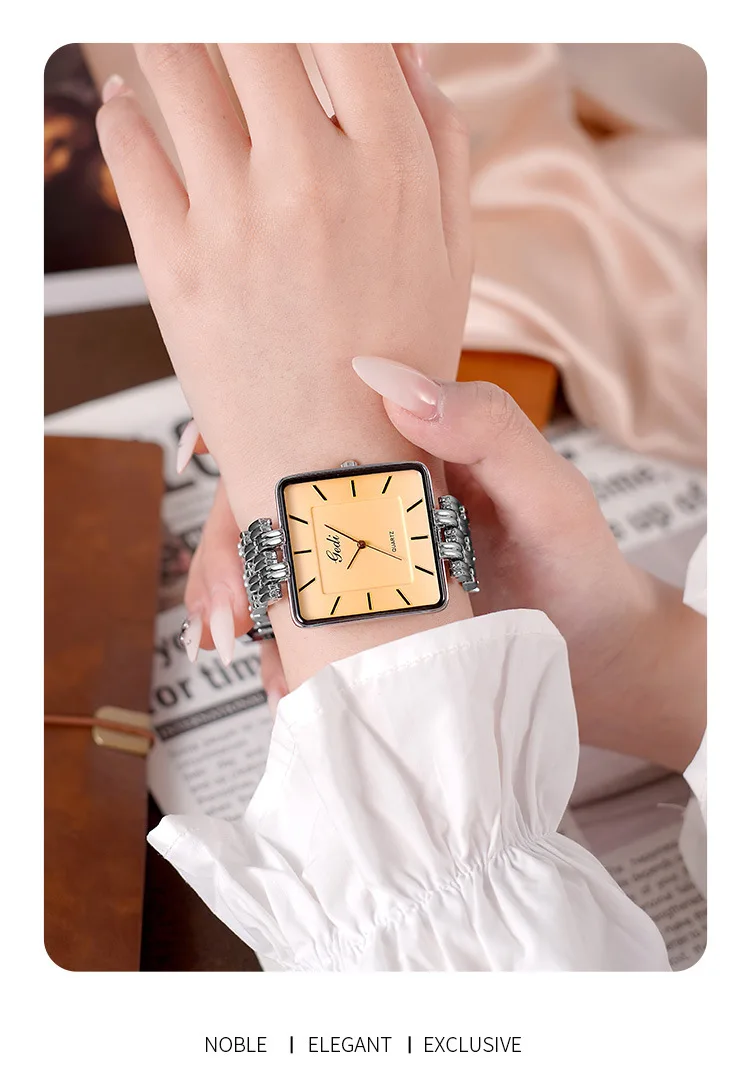 Men Watch Business Simple Square Couple Watches Waterproof Stainless Steel Premium Ultra Thin Women Fashion Quartz Wristwatches