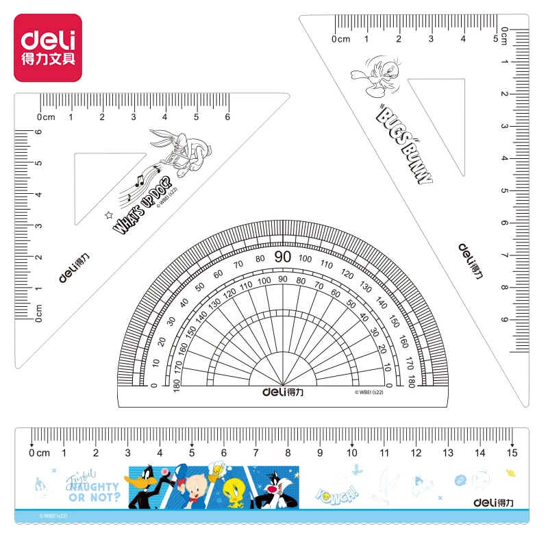 Deli VC107-LT Looney Tunes 15cm Easy Pickup Tape Set Of Rulers Supplies School Office Stationery