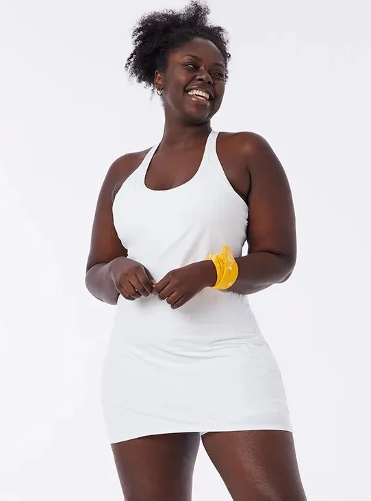 Tennis Dress with Shorts Underneath Workout Dress with Adjustable Straps & Built in Bra Athletic Golf Pockets