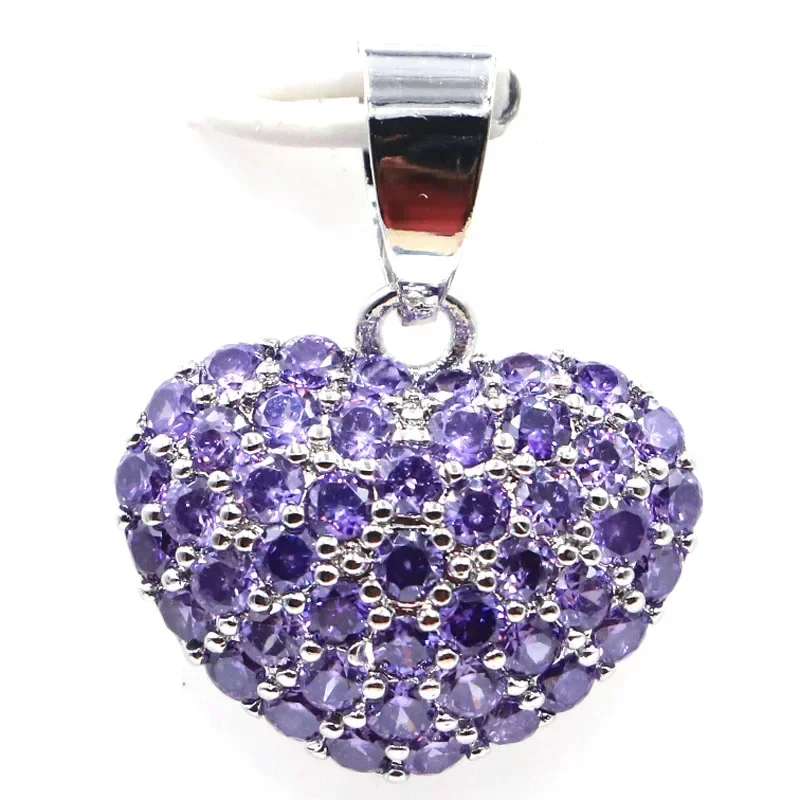 2g Customized 925 SOLID STERLING SILVER  PENDANT Heart Shape Purple Amethyst Spessartine Garnet Tanzanite Blue Turquoise