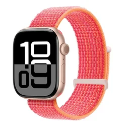 Nylon Loop Strap Bracelet for Smartwatch - Vibrant and Durable Design (100 Rainbow Red)