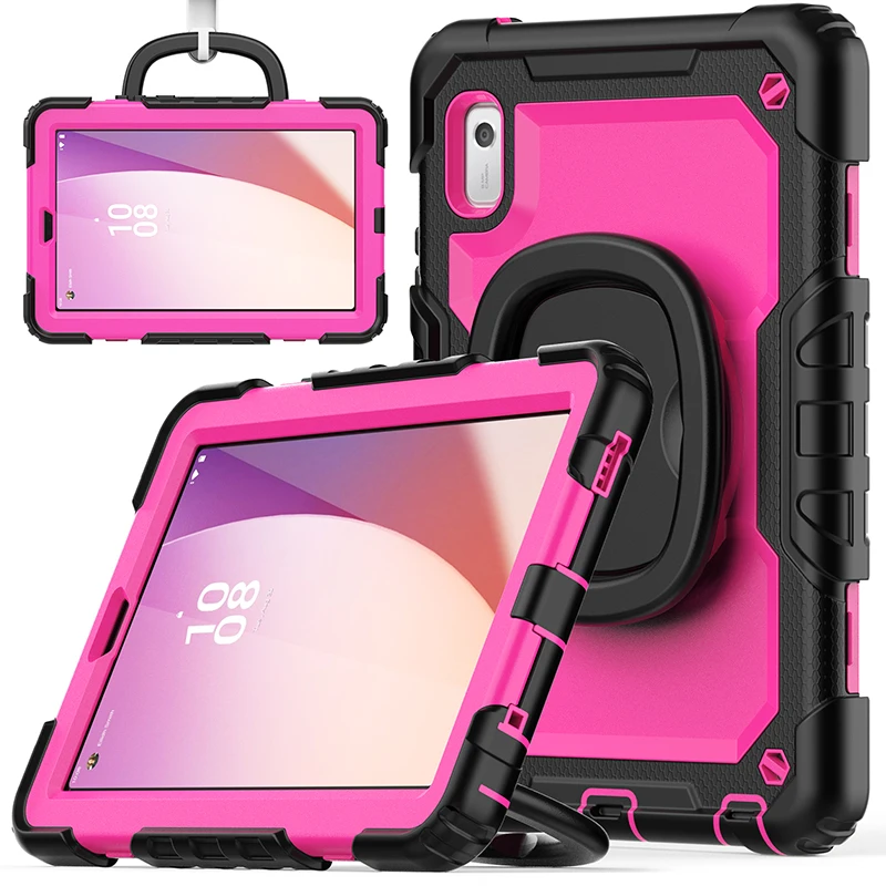 Rugged 360° Rotating Kickstand Tablet Case with Shoulder Strap & Anti-Fall Protection