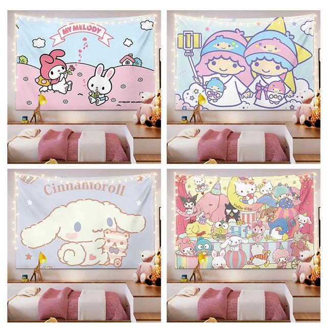 Halloween Hello Kitty Tapestry Sanrio Room Decor Cartoon Plush