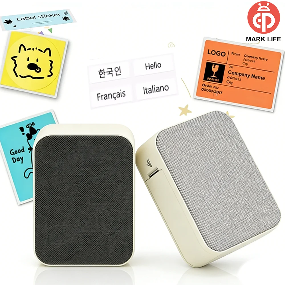 Marklife P15 열전사 라벨 프린터 미니 블루투스 접착 라벨 프린터 (학교, 사무실, 주방용) 선물/DIY/창의적인 작업/마킹용