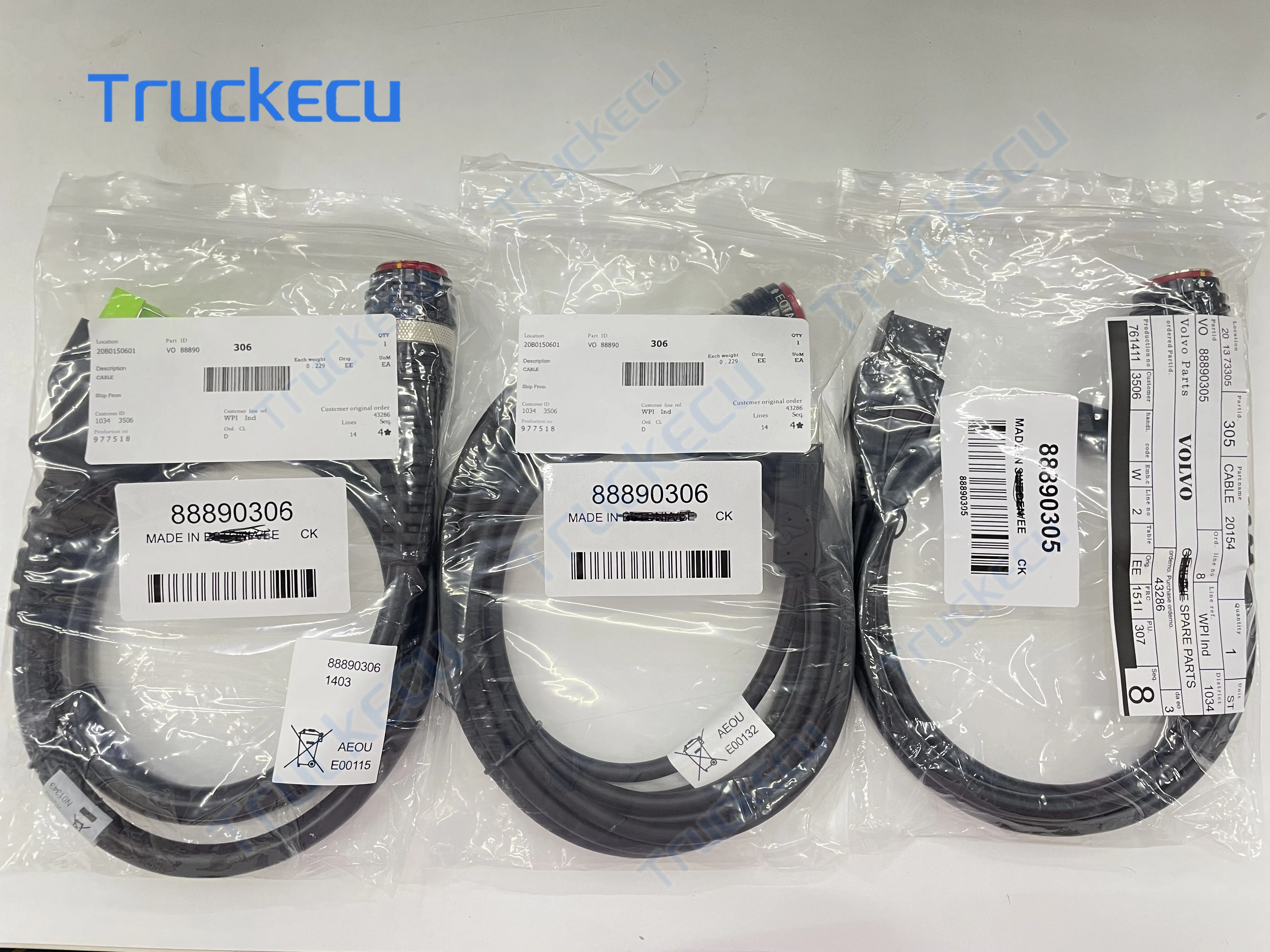 

for Volvo Vocom Vocom II 888900300 16 Pin OBD+USB+8 Pin Transfer Cables for Excavator Construction Heavy Duty Truck Diagnosis