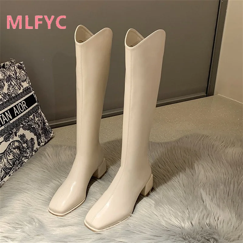 Fashion Boots Women's Autumn Winter New Fashion Square Headed Thick Heel Mid Heel Boots 2023 ladies Sexy High Heel Boots