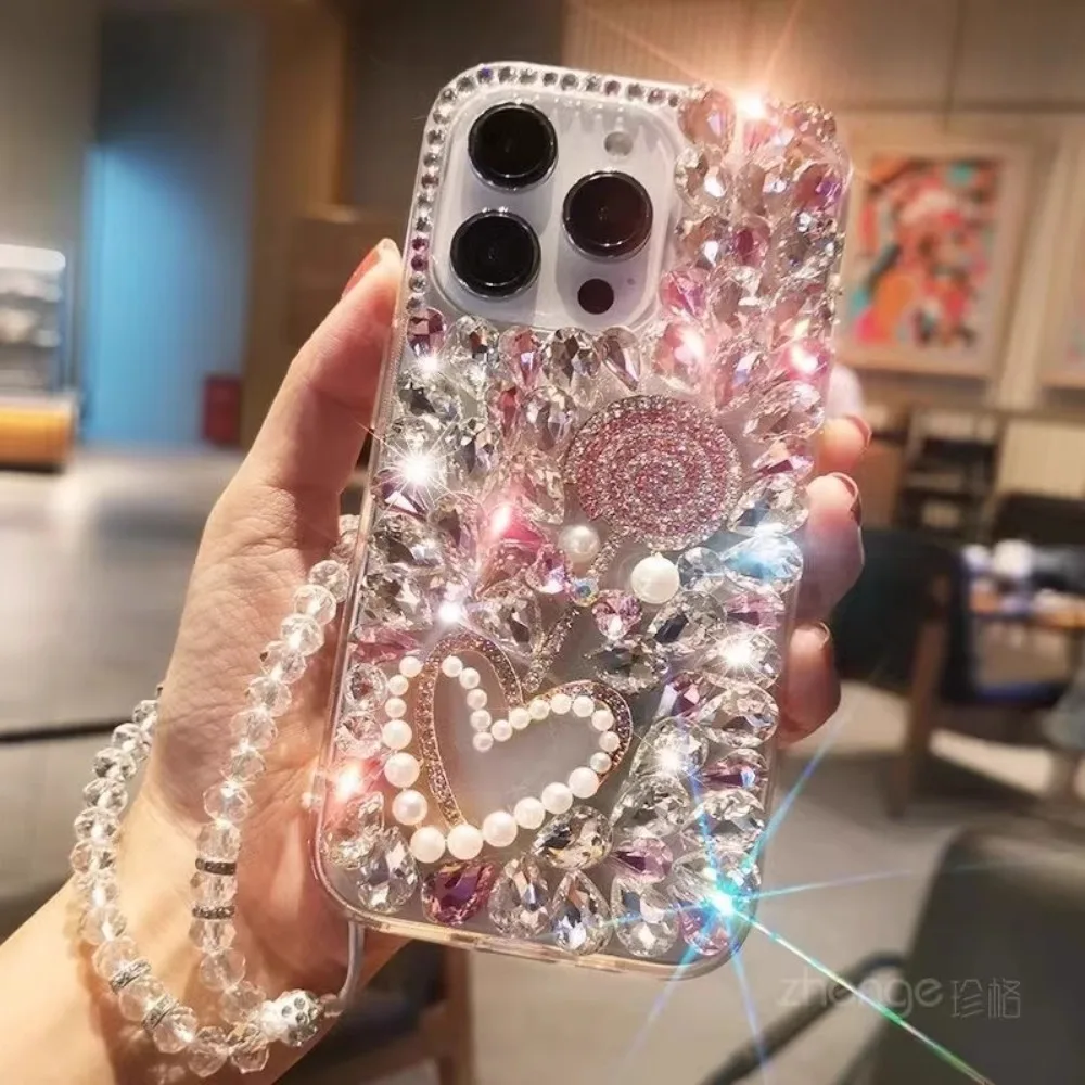 Woman Diamond Rhinestone Case for Nokia G42 G22 G21 G11 G60 G310 G400 C300 C210 C200 C110 C32 C22 Beautiful Pearl Cover