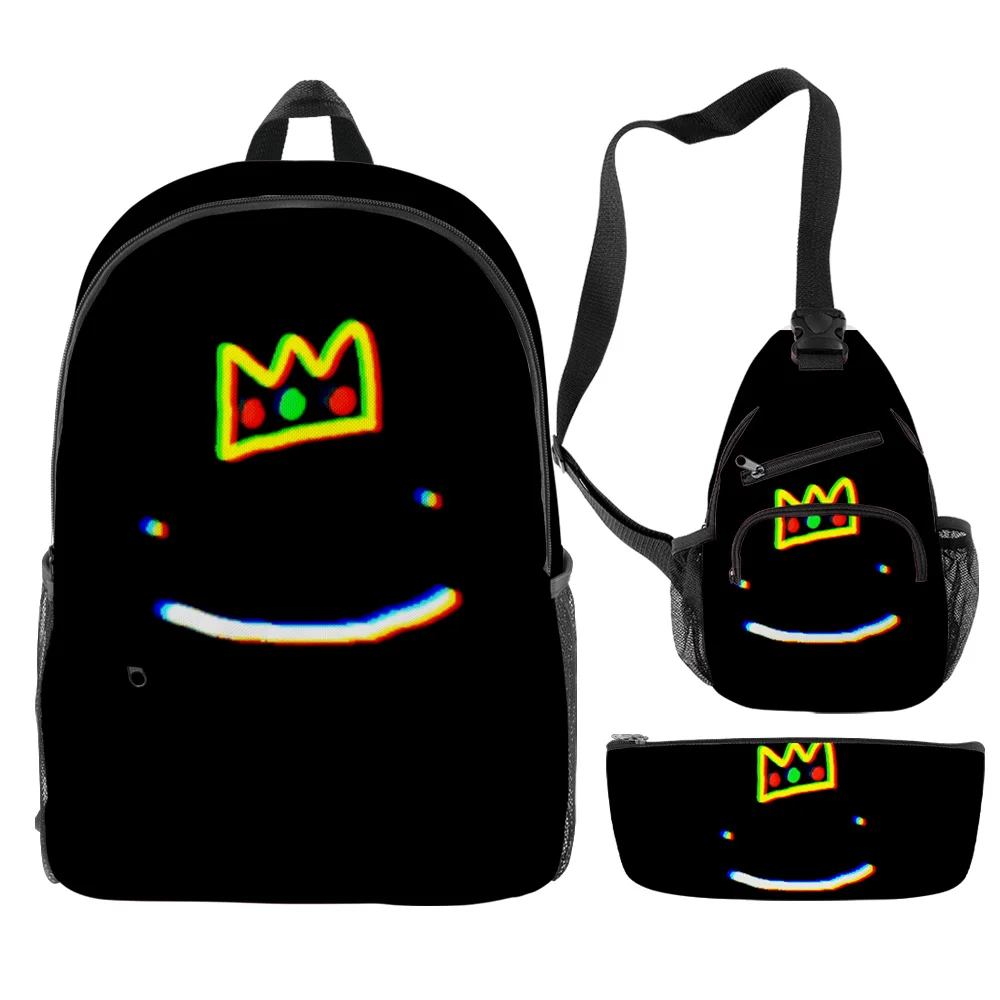Classic Fashion Funny Ranboo Dream SMP 3D Print 3pcs/Set pupil School Bags Trendy Travel Laptop Backpack Chest Bag Pencil Case