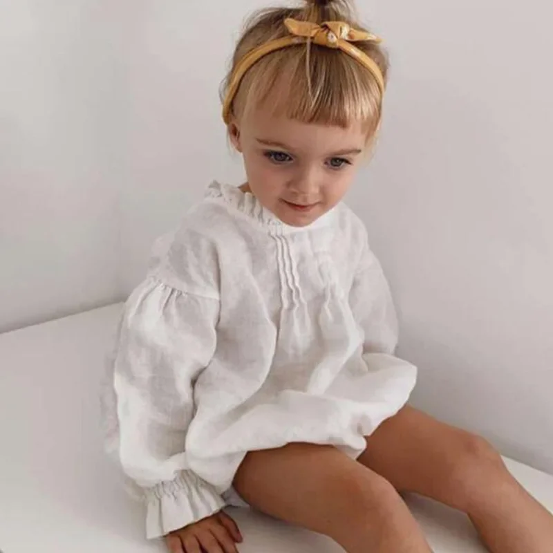 Autumn Baby Linen Bodysuits Long Sleeve One Piece Outfit