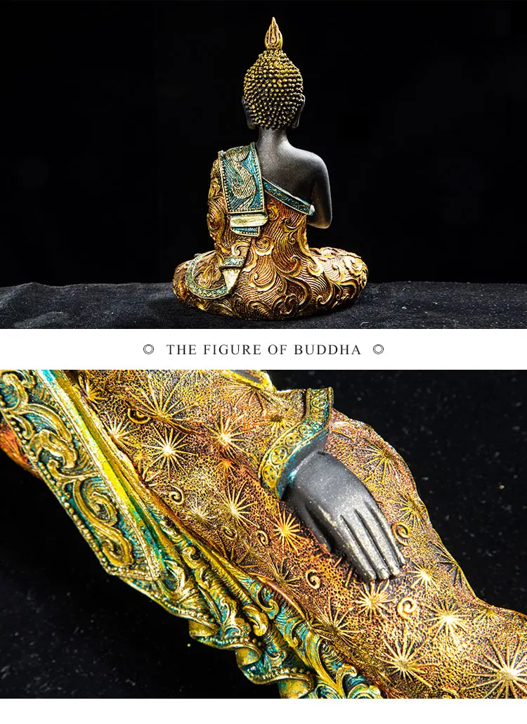 Buddha Statue Large Thailand Buda Buddha Sculpture Green Resin Hand Made Buddhism Hindu Fengshui Figurine Meditation Home Decor