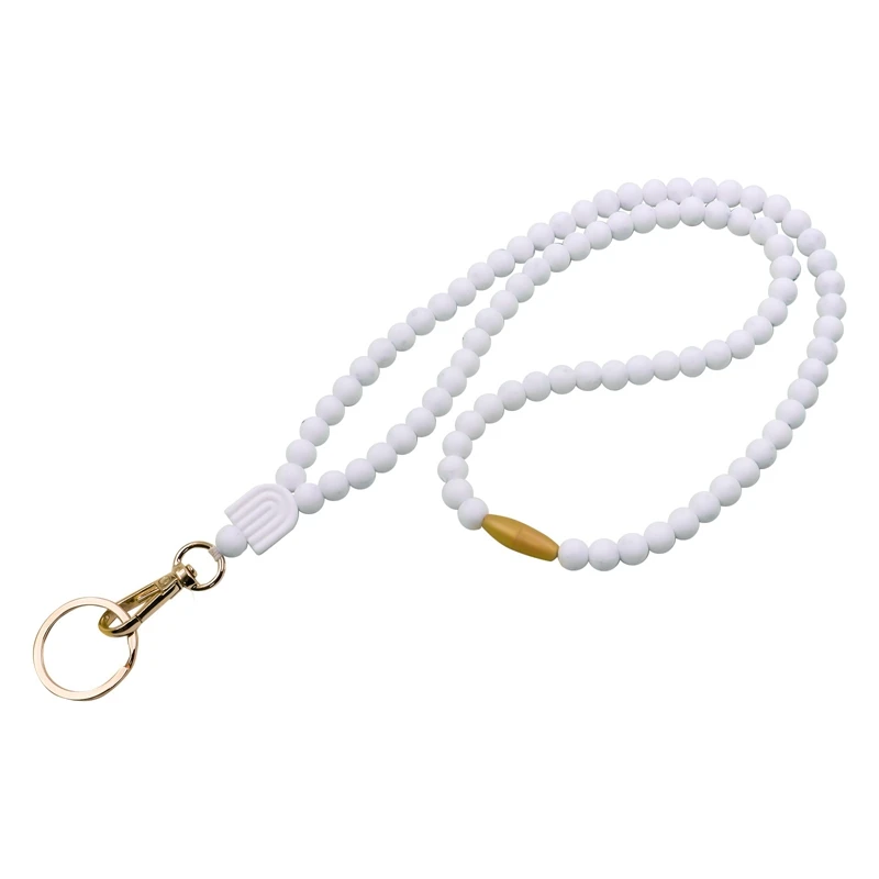 

Work Permit Bag Lanyard Anti-Lost Long Silicone Beaded Identity Card And Key Mobile Phone Lanyard Lady Gift