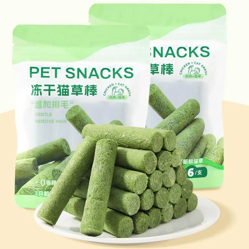 6PCS Cat Grass Teeth Grinding Stick Pet Snacks Hairball Removal Mild Hair Row Ready To Eat Cat Baby Teeth Cleaning Sticks