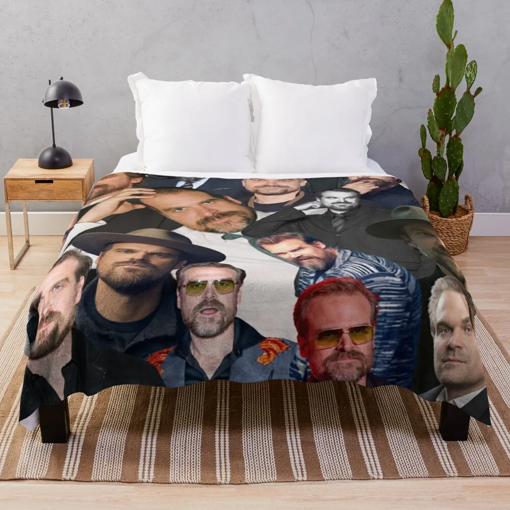 david harbour photo collage Throw Blanket Baby funny gift blankets ands Thins Blankets