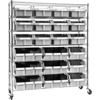 Seville Classics Heavy Duty NSF bin Rack Solid Steel Wire Shelving Storage Unit,Patented Organizer for Warehouse,Includes 21 1