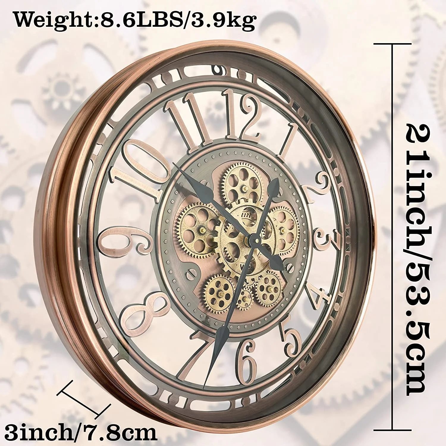  HRANG Reloj de pared de 16.5 x 27.6 in para sala de estar, gran  decoración creativa, relojes de pared de metal, reloj de cuarzo silencioso  sin tictac para cocina, sala de