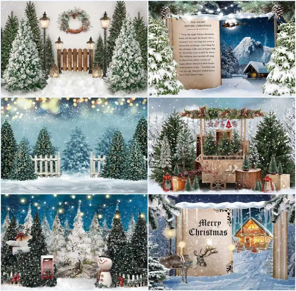 

Avezano Winter Christmas Backdrop Outdoors Wonderland Xmas Forest Snow Children Portrait Photography Background Photo Studio