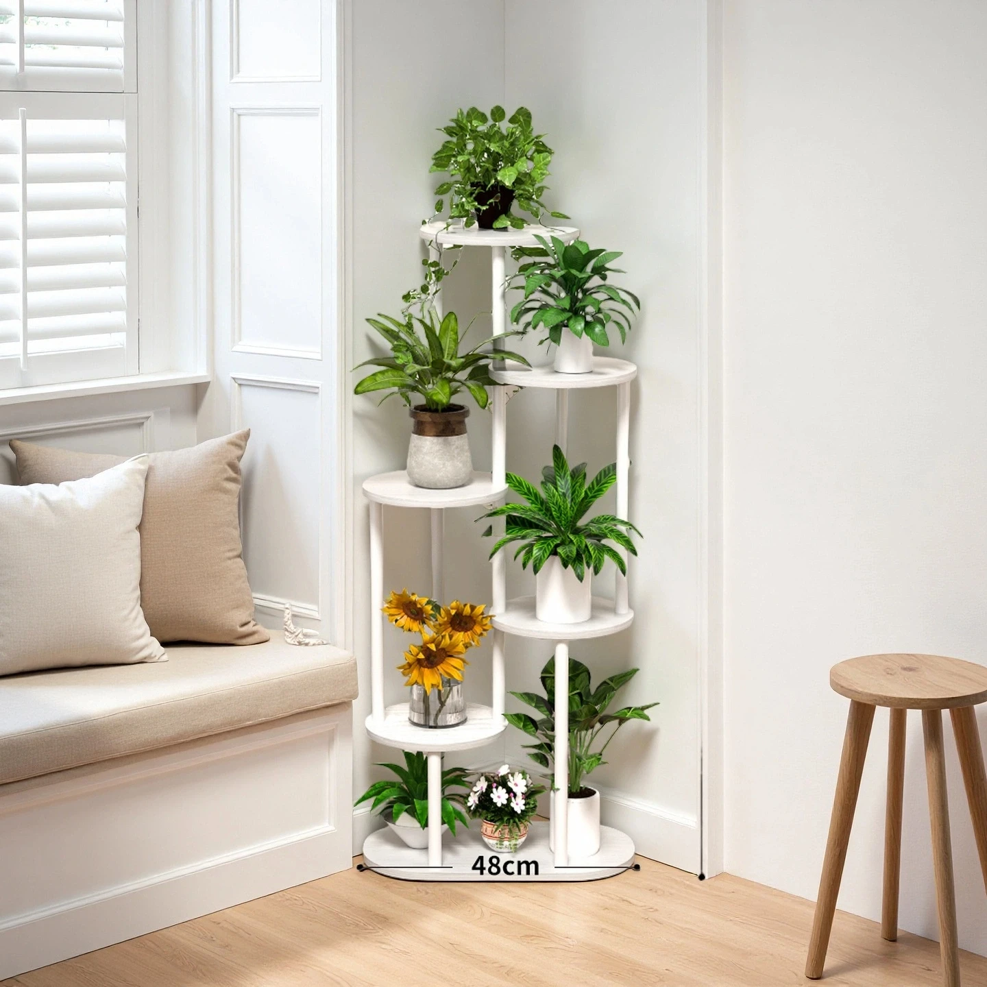 Plant Stand With Tiered Shelves - Indoor/Outdoor Display Rack For Garden, Patio & Home - Brushed Texture Multi-Functional Shelf - 2