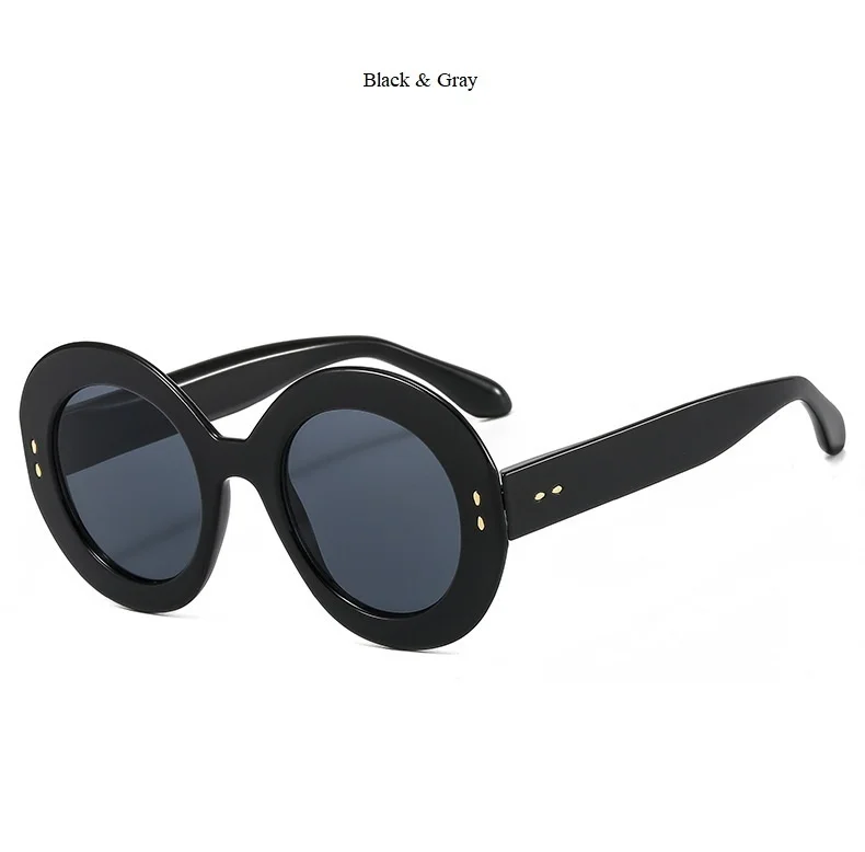 ladies sunglasses 2022 New Luxury Brand Oversized Round Sunglasses For Women Vintage Black Rivet Gradient Sun Glasses Female Sexy Shades Uv400 white sunglasses women