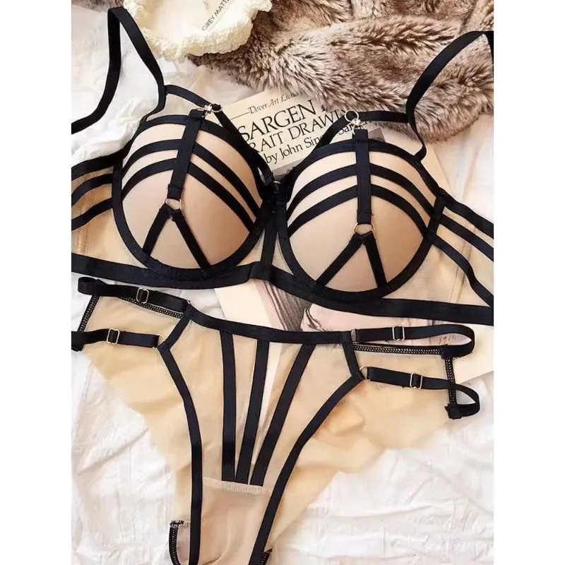 Ensemble de soutien-gorge push-up à lacets sur le devant, rehausseur de poitrine pour petites poitrines, soutien-gorge sexy en dentelle anti-affaissement et ensemble de culotte string YUQI, soutien-gorge sexy
