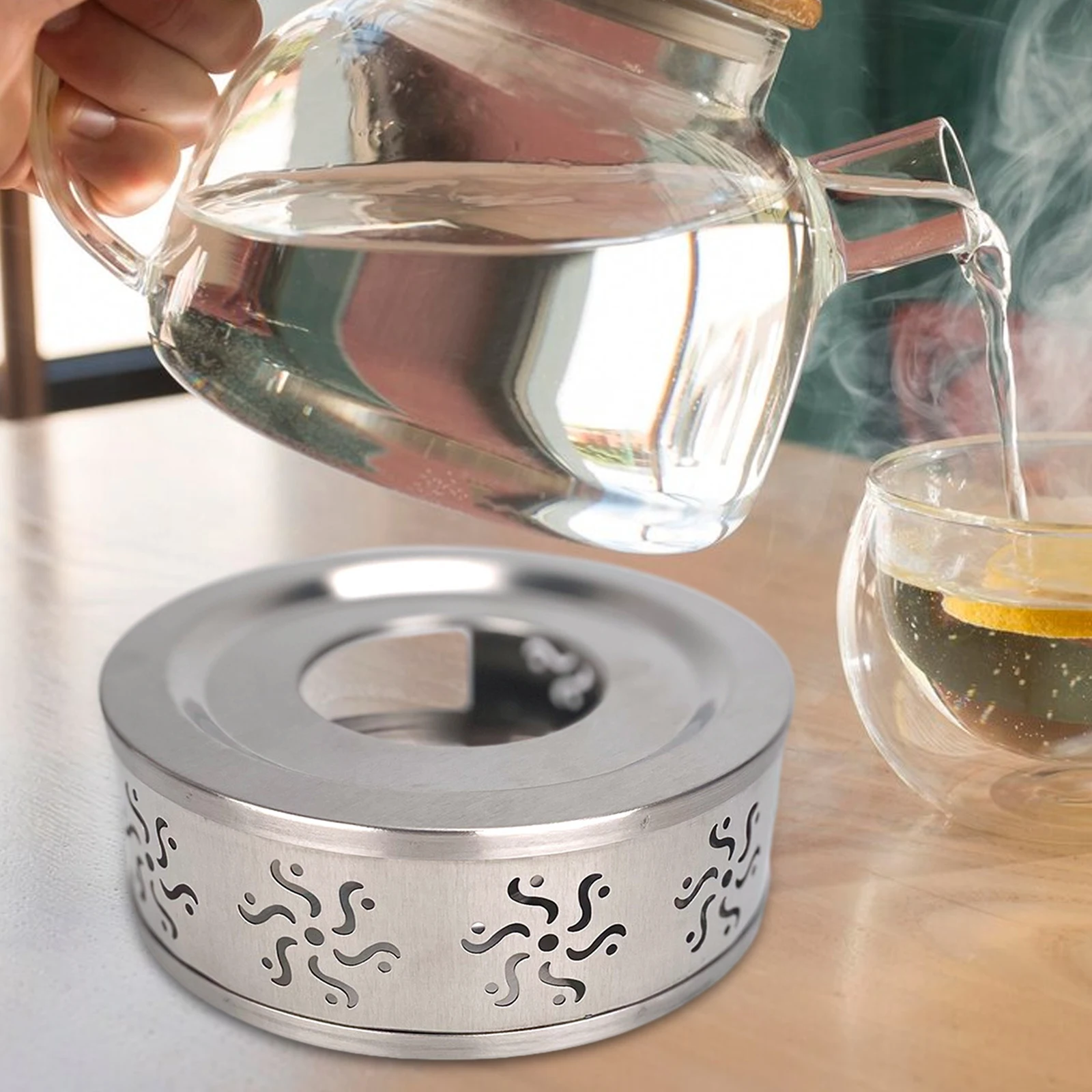 Chauffe-Théière Écooe En Acier Inoxydable Noir - Avec Bougeoir Pour Bougie Thé