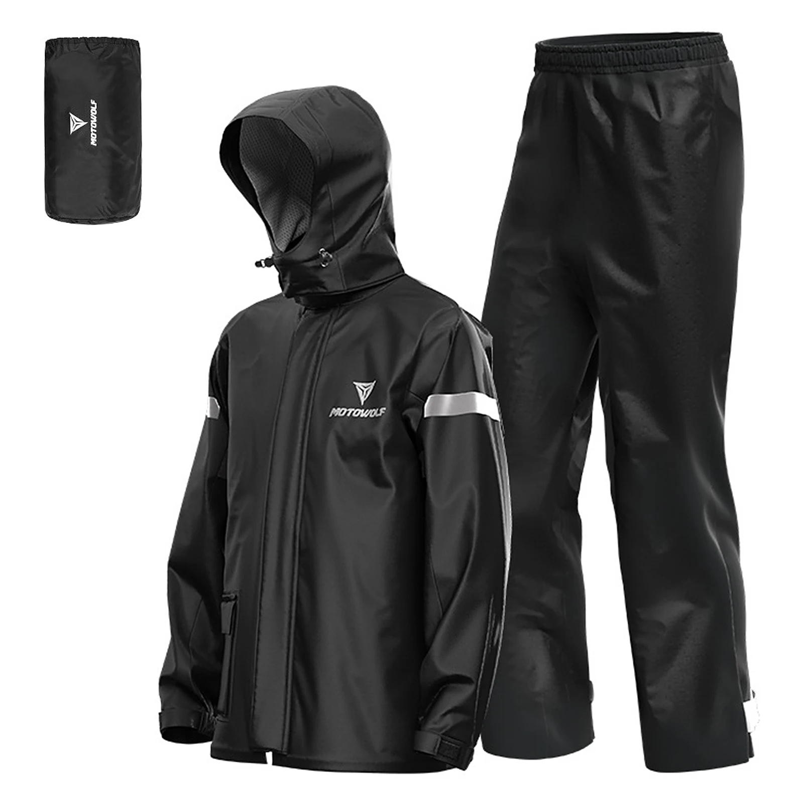 Men Motorcycle Rain Suit Outdoor Reflective Waterproof Rain Jacket and