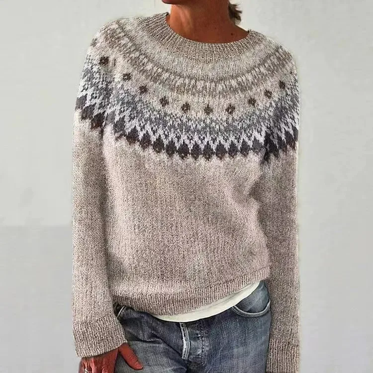 Women Knitted Sweaters Autumn Winter Patchwork Knitwear