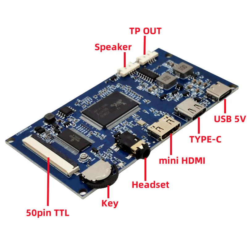 6.5 인치 7 인치 8 9 50Pin LCD 화면 드라이버 보드 컨트롤러 TYPE-C HDMI 해상도 800x480 800x600 1024x600 50pin LCD 패널