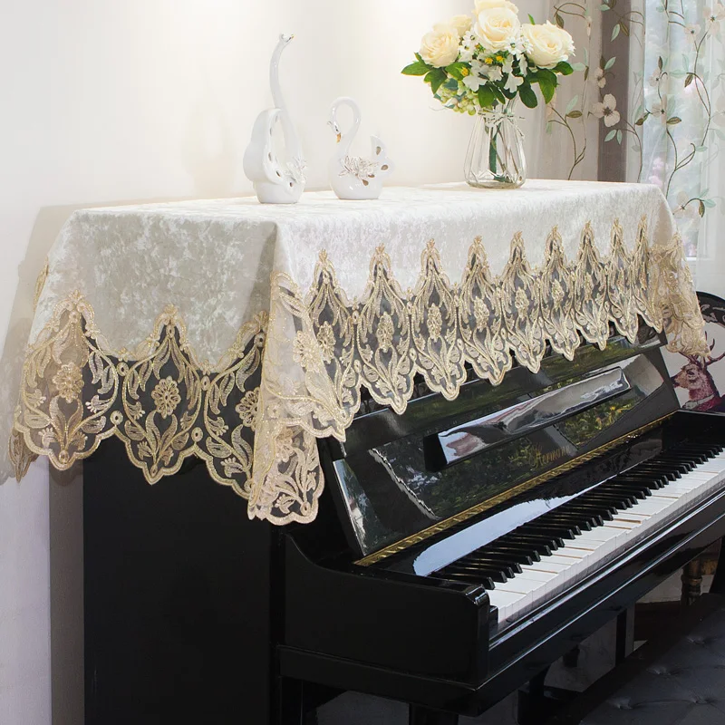 

Modern Thickened Lace Piano Bench Cover Light Luxurious Dustproof Piano Cover Cloth Beautiful Home Decoration Piano Cover