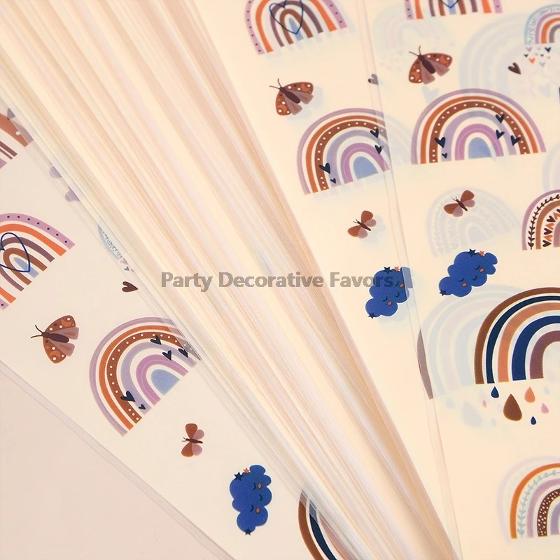 Rluobo 40 Sacchetti Regalo di Carta Arcobaleno con Adesivi