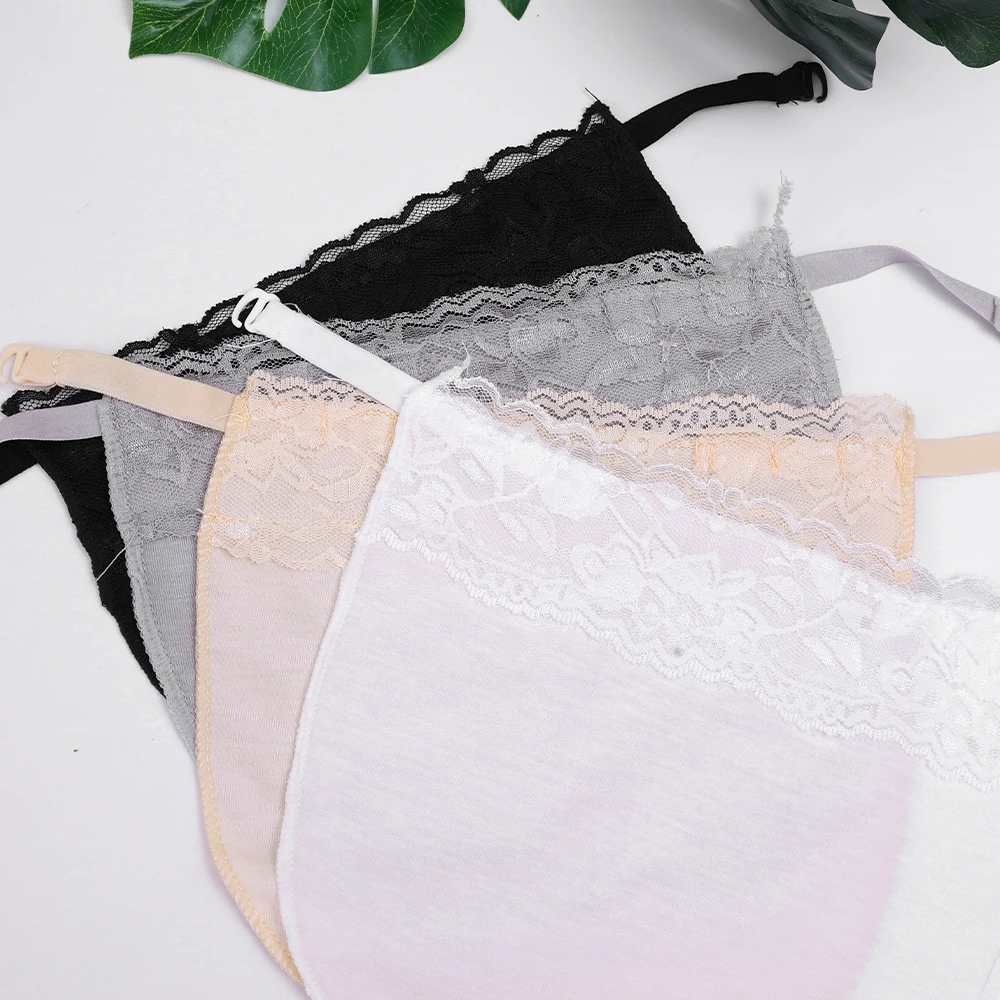 Women Summer Lace Mulberry Silk Cleavage Cover Up Camisole Color Breathable Invisibl Female Easy Clip-on Lace Mock Camisole Bras lace camisole tops