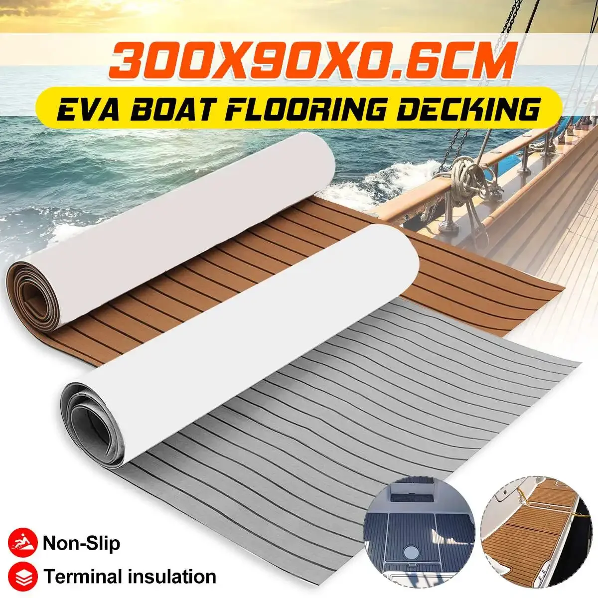 Autoadesivo 3000X900X6Mm Schiuma Eva Marine Boat Yacht Flooring Faux Teak Sheet Pad Boat Decking Decor Mat