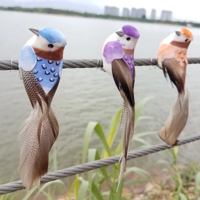 6 db Hab Toll Mesterséges Madarak Utánzat Madármodell Otthon Szabadtéri Kerti Esküvői Dekoráció Dísz Diy Party - Image 4