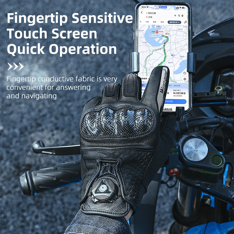 WEST BIKING Winter Cycling Gloves Full Finger Leather Tactical Gloves Touch Screen Sports Protection Motorcycle Bike Gloves 3