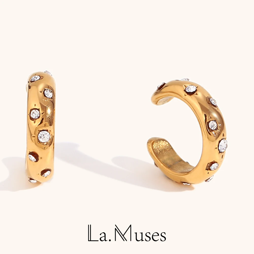 Ear Clip Earrings Clip Earrings Ear Clip Ear Accessories Minimalist Shiny Zircon Mini C Shape Ear Cuff Waterproof Trendy Women's Earrings Luxury Quality Stainless Steel Jewelry ear clip earrings,clip earrings,ear clip,ear accessories