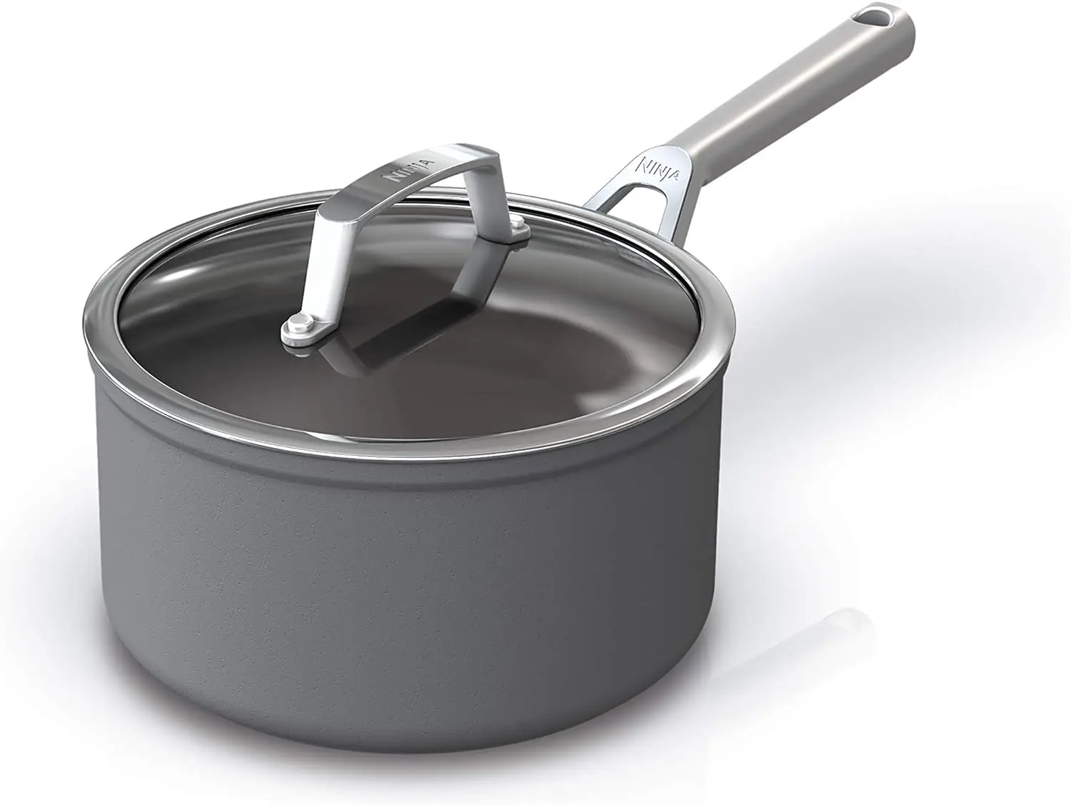 

Foodi NeverStick Premium 3.5-Quart Saucepan with Glass Lid, Hard-Anodized, Nonstick, Durable & Oven Safe to 500°F, Slate Gr Sau