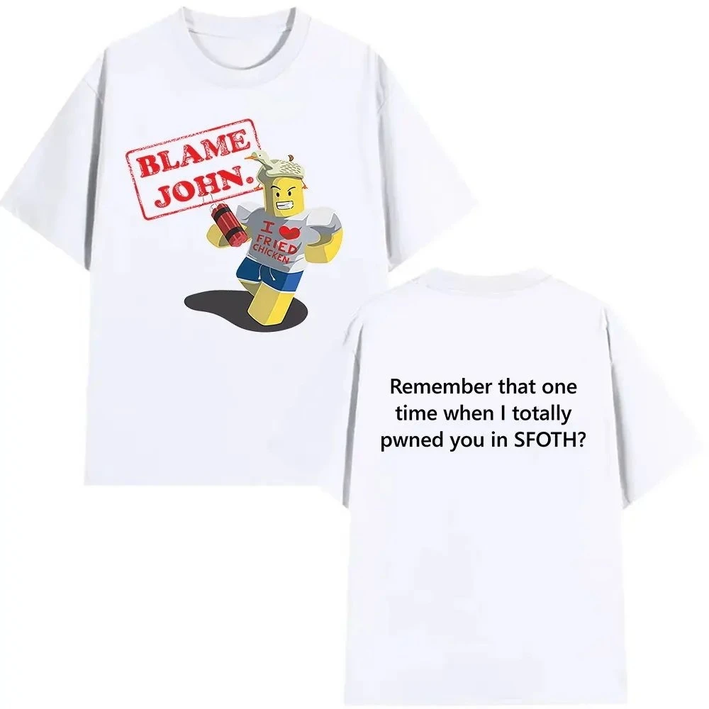 Shedletsky Blame John Forsaken Weißes Freizeit-T-Shirt für Herren und Damen, Luxusmarken-Oberteil