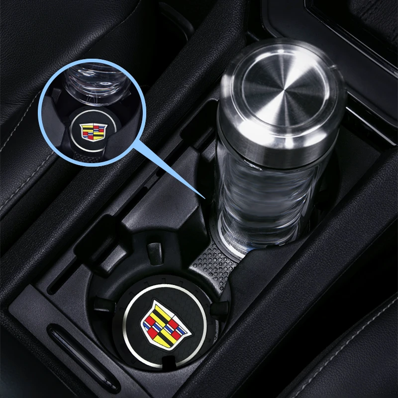캐딜락 에스컬레이드, 데빌, DTS, ATS, BLS, CT4, CT6, CTS, EXT, SLR, SRX, XLR, XT4용 논슬립 차량용 컵받침 고무 매트 1/2개