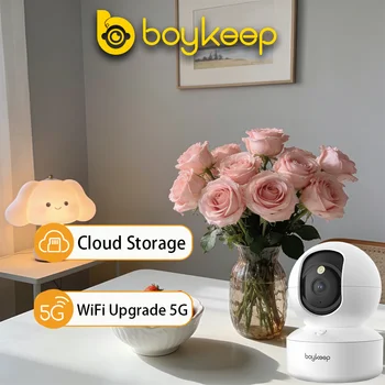 Boykeep 2K Pet Dog Camera with Phone App, 5G/2.4GHz WiFi Indoor Security Baby Camera, 360° Pan & Tilt, 2-Way Audio, Night Vision 1